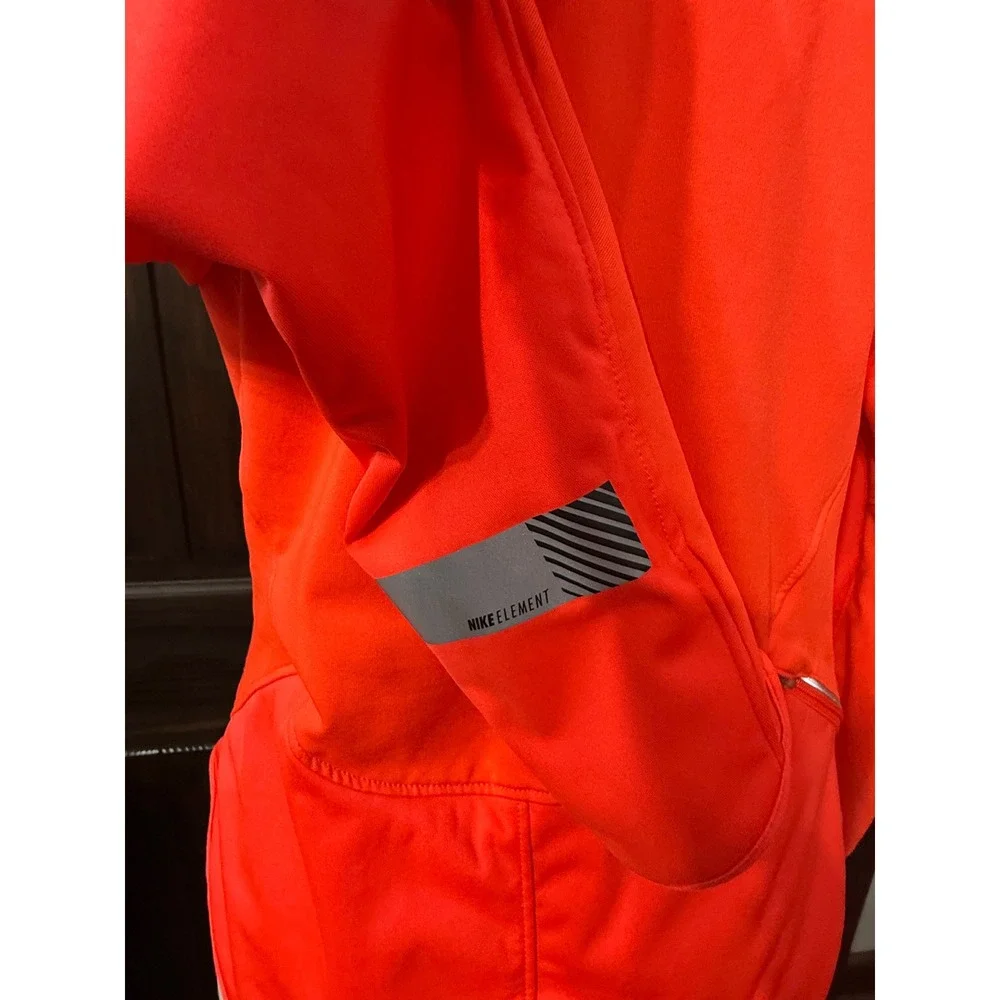 Nike Dri-FIT Womens Running Jacket Orange Full Zip Reflective Thumbholes Medium